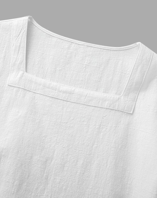 Løs ensfarvet firkantet udskæring halvlangærmet pullover