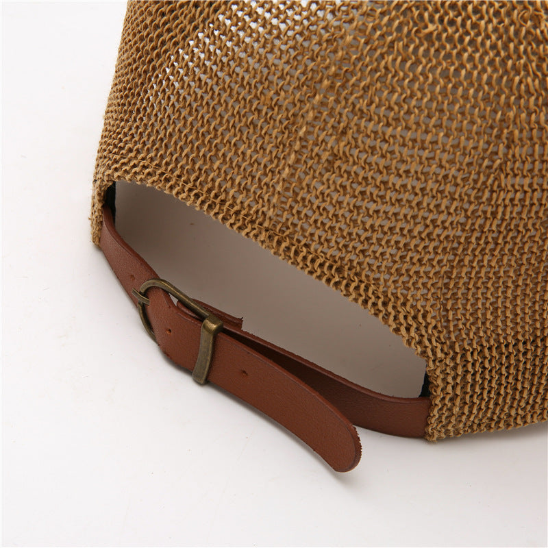New Hollow Sunshade Sunscreen Solid Color Straw Baseball Hat