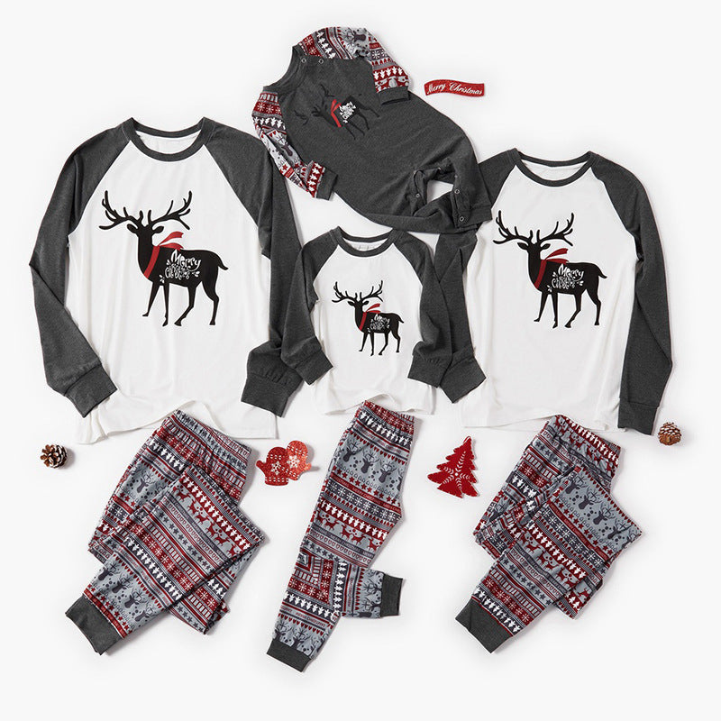 Fashion Printed Family European And American Pajamas Set Family Wear