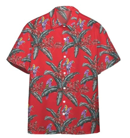 Fiber Men's Short-sleeved Shirt Stretch Printed Shirt