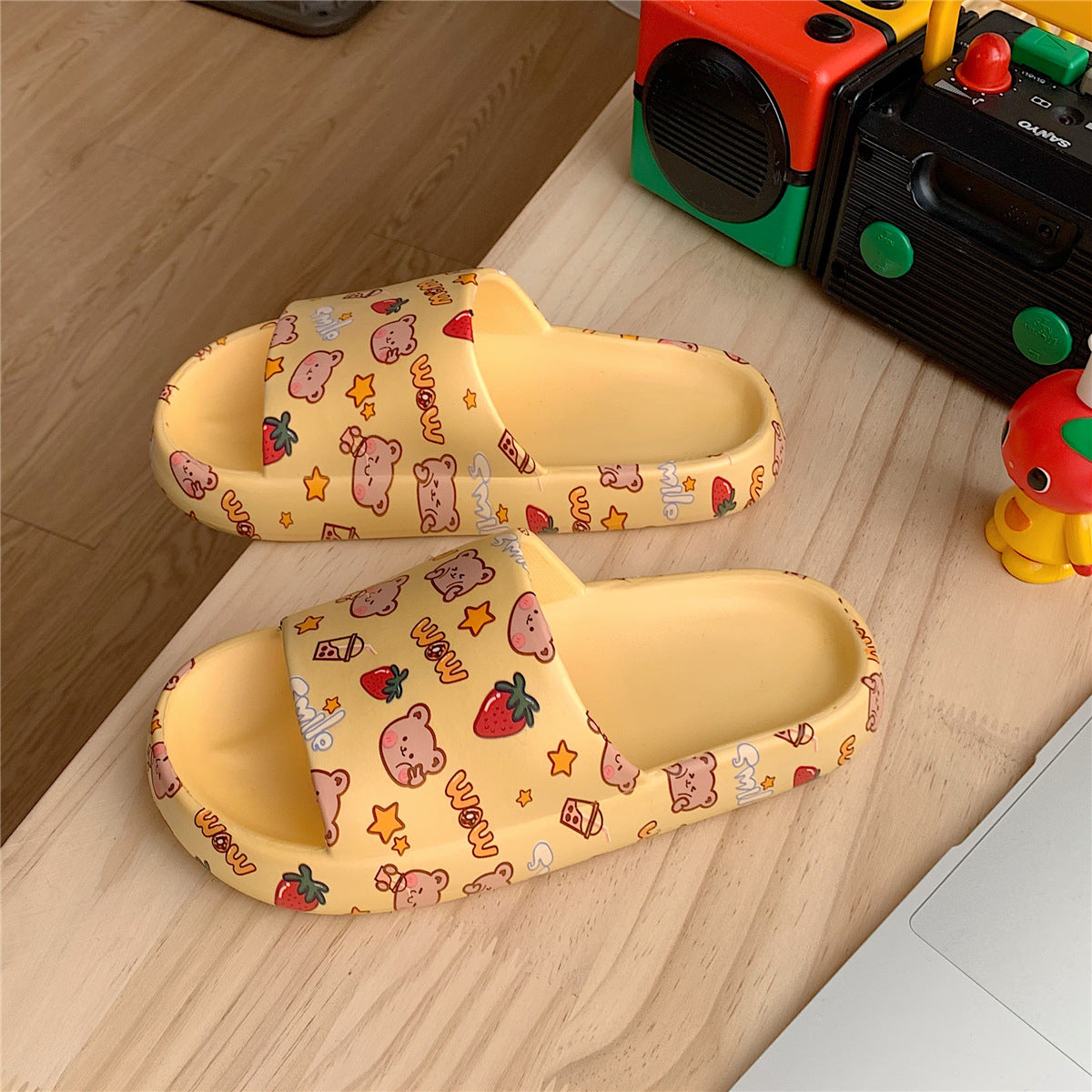 Cute Cartoon Slippers Women With Soft Thick Soles