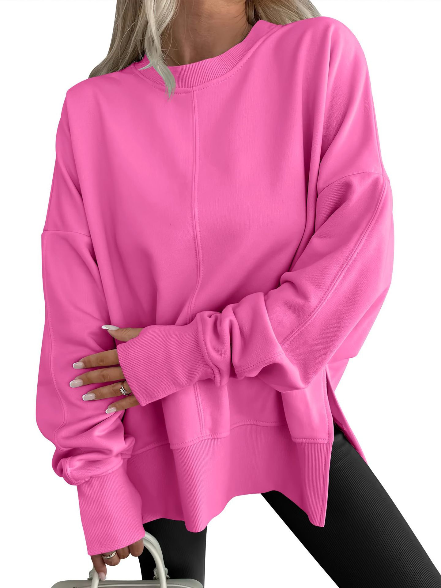Moderne afslappet rundhalset pullover løs sport langærmet sweater