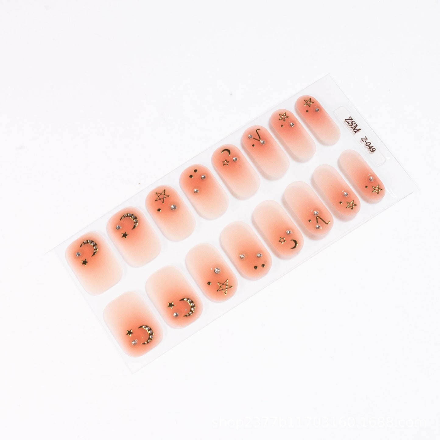 16 Finger Diamond Nail Sticker 3D Waterproof