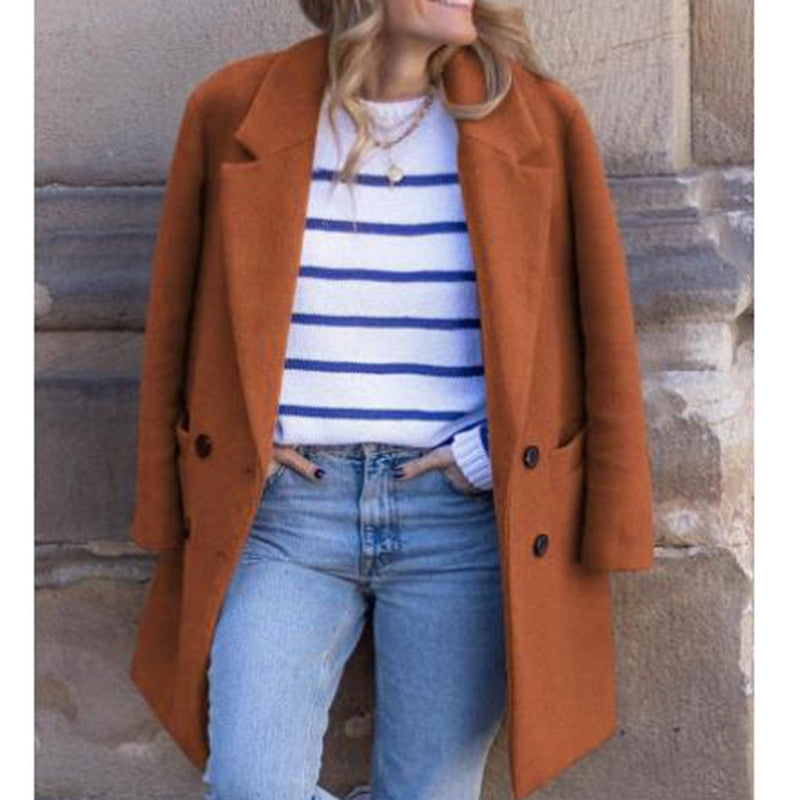 Mid-length Large Size Woolen Women's Coat
