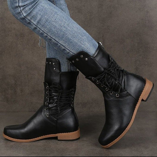 Medium Boot Large Size Flat Rivet Martin Boots