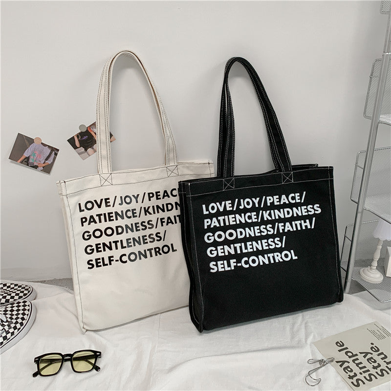 Original Niche Letters Simple Literary Large-capacity Canvas Bag