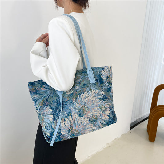 Korean Version Of The Oil Painting Graffiti Bucket Bag Ethnic Style