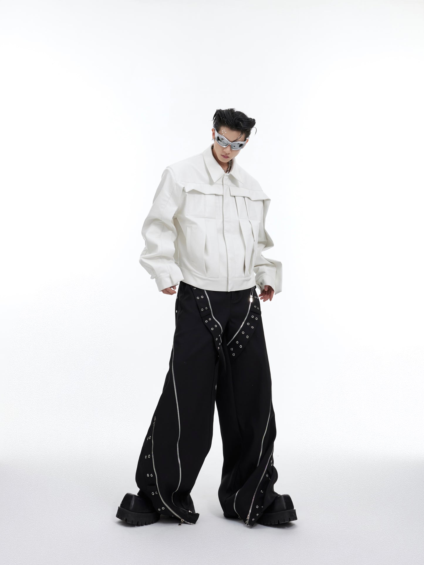 New Three-dimensional Deconstruction Padded Shoulder Jacket Coat