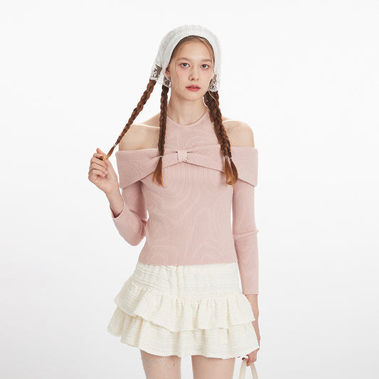 Off-neck High-end Design Pure Style Sweater