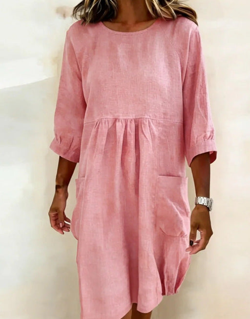 Fashionable Casual Loose-fit Three-quarter Sleeve Dress