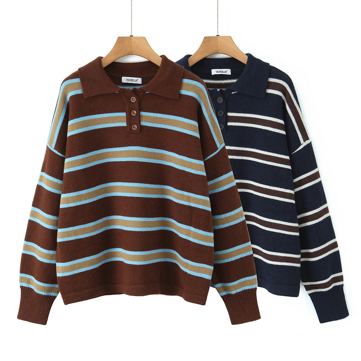 Casual Contrast Color Striped Women's Knitwear