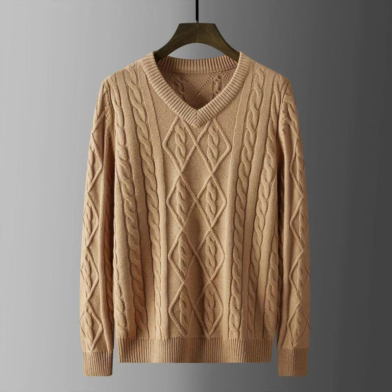 Warm Thick Line Bottoming Pullover Long Sleeved Sweetheart Neck Sweater