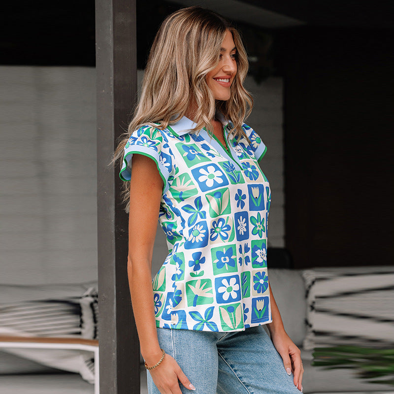 Floral Plaid Colorblock Pullover