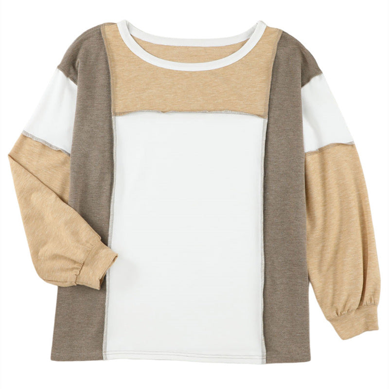 Rundhalset Flerfarvet Pullover Mode Løs Casual Sweater