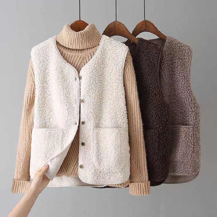 Autumn And Winter Versatile Outerwear Plush Vest