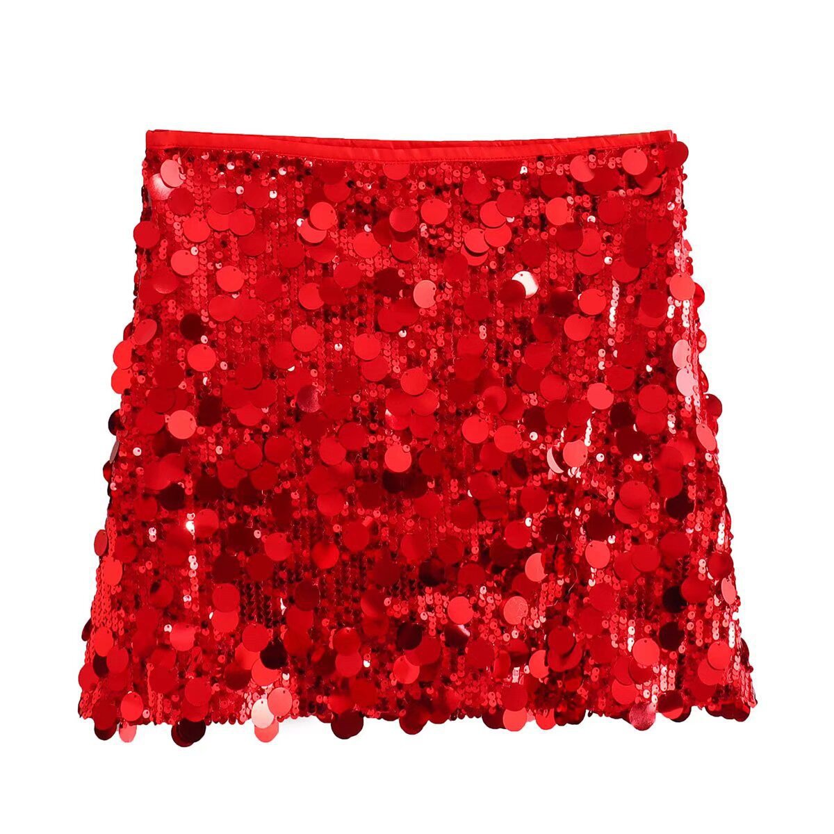Lady Sequin Decorated Mini Skirt