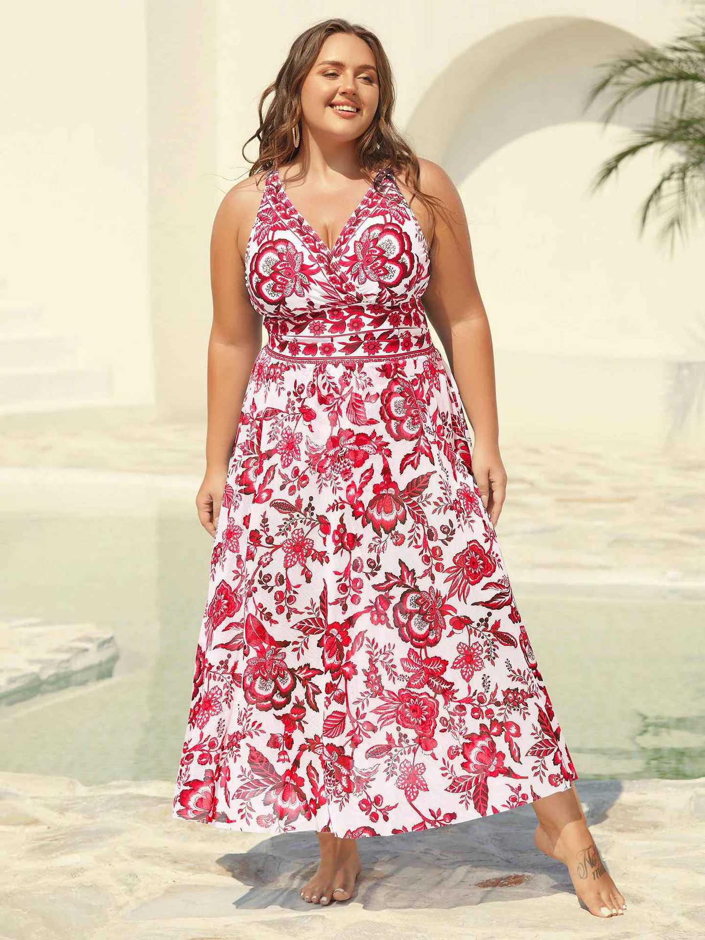 New Style Fashionable Unique Printed Plus-Size Halter Bikini Set Beachwear