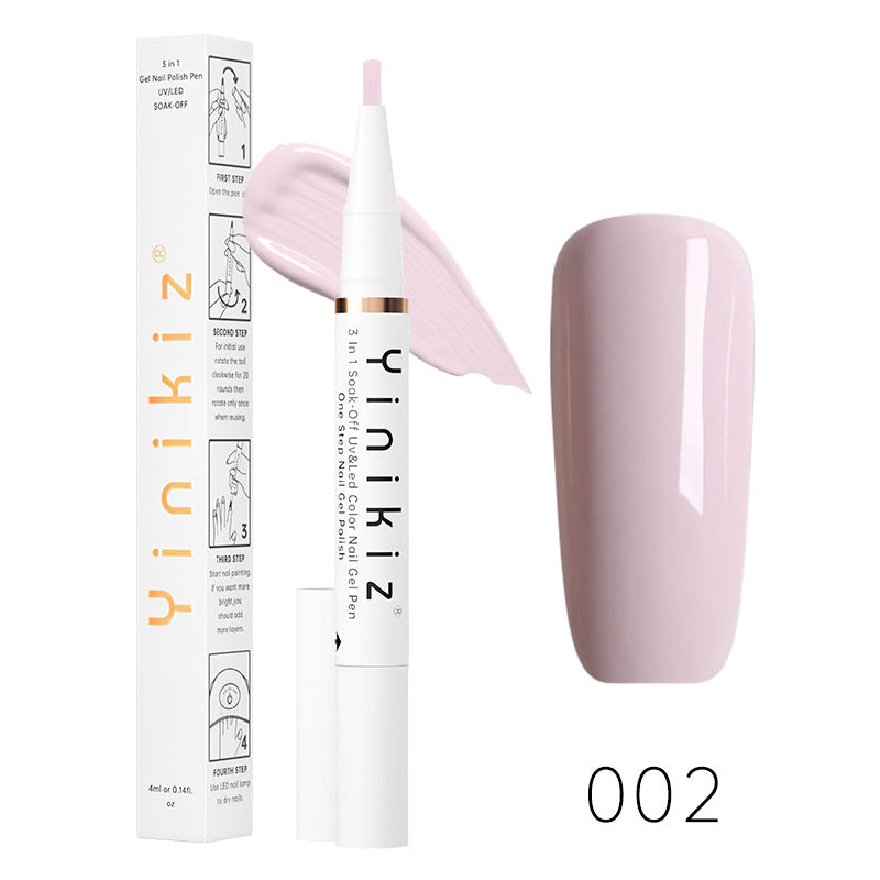 Et-Trins Neglelim Lazy Pen Hvid Tre-i-én UV Neglelak Praktisk Og Hurtig Begynder Manicure