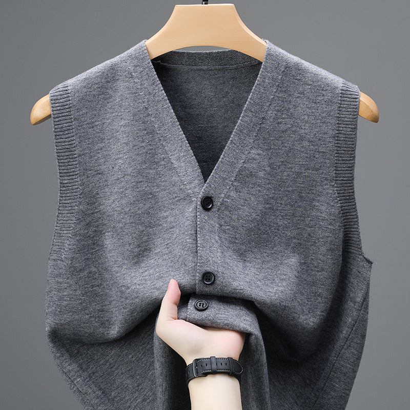 Men's Spring And Autumn Sleeveless Knitted Vest For Middle-aged And Elderly