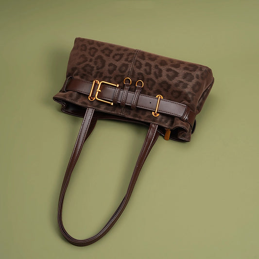 Temperament Autumn And Winter Retro Leopard Print Shoulder Bag