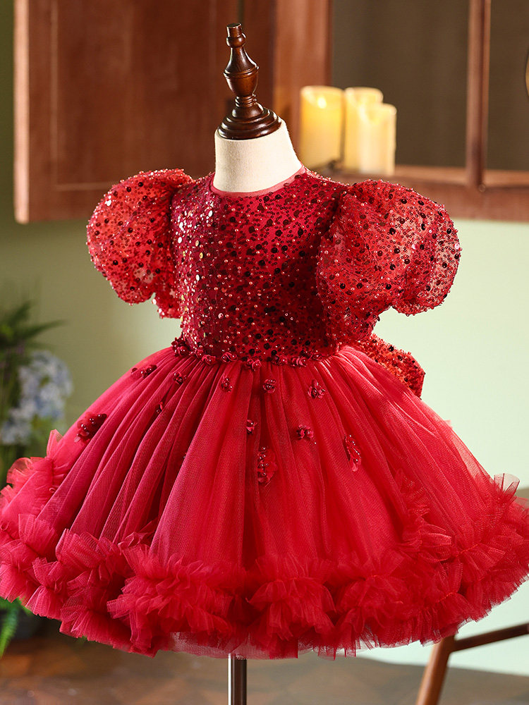 Red Evening Gown For Little Girls Perfect For Performances