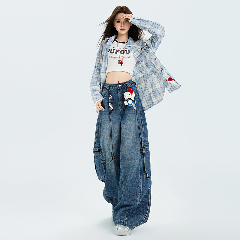 Large Workwear With Pocket Retro Commuter Jeans