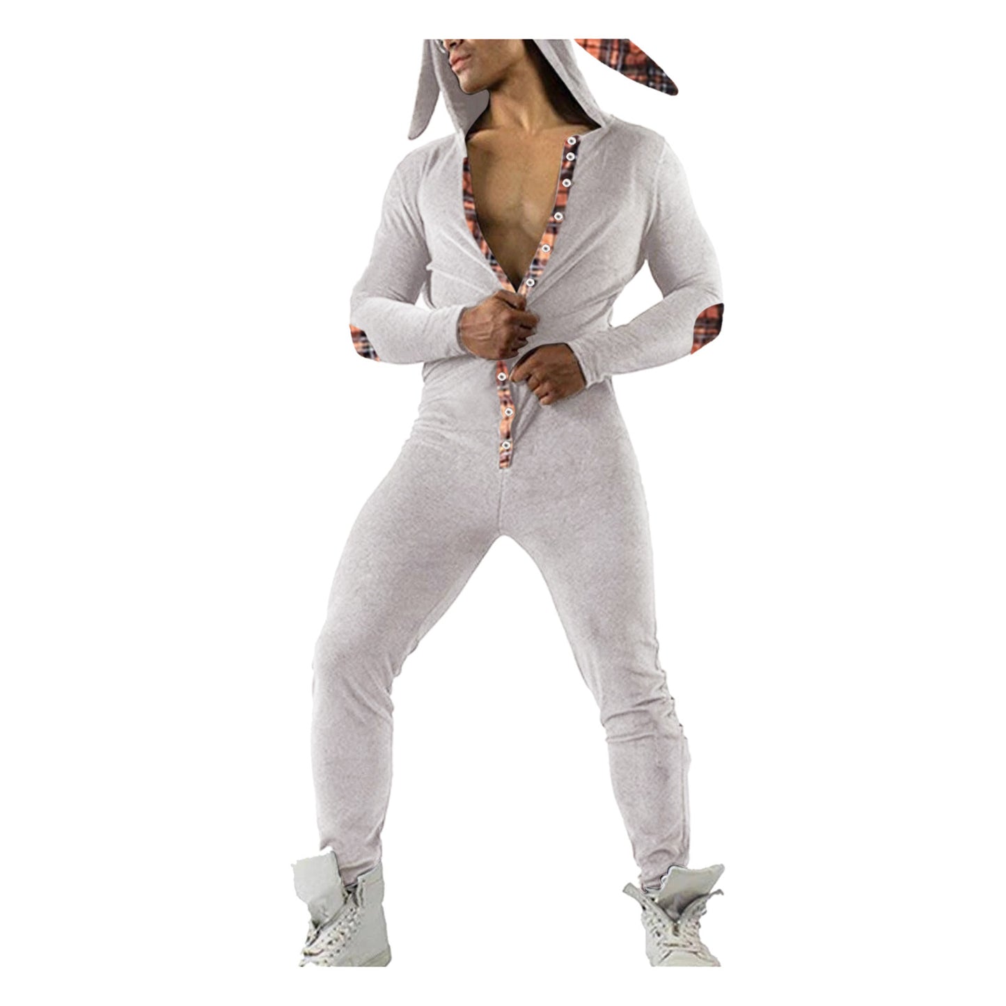 Men's Casual Solid Color Hooded Fashion Slim Bodysuit