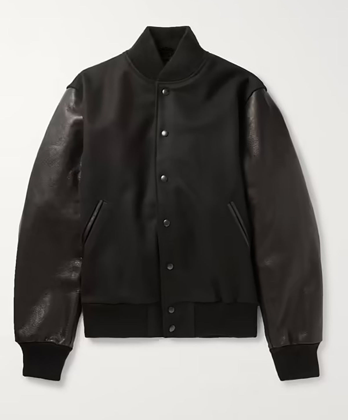 Men's PU Leather Sleeve Spliced Flight Jacket