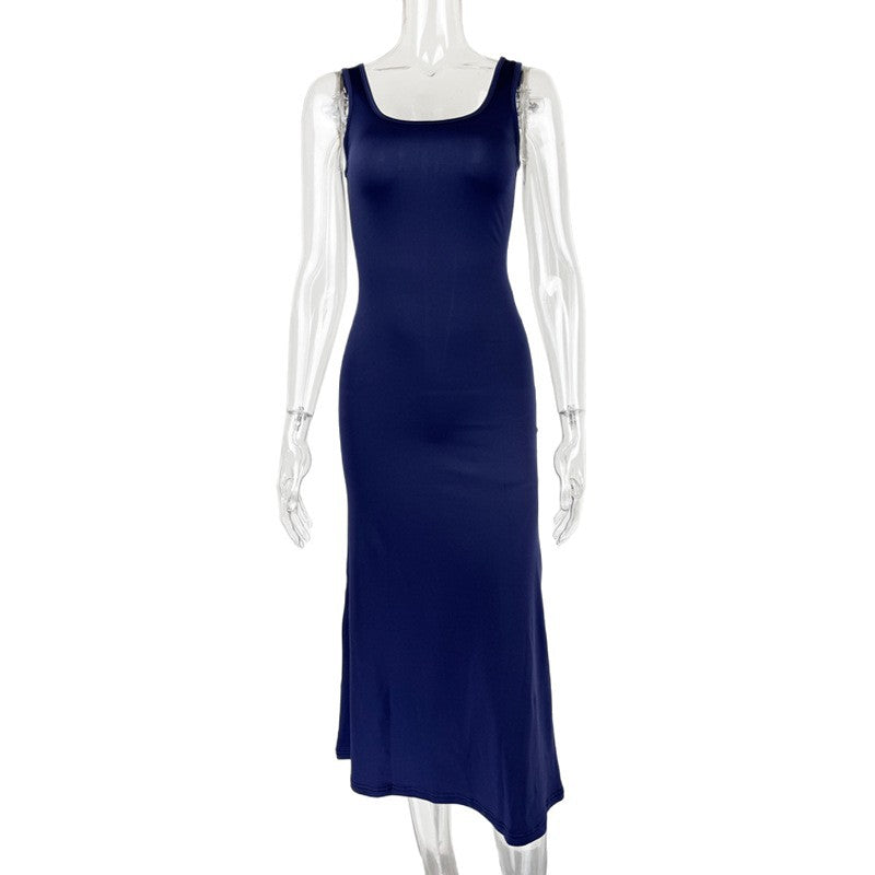 Slimming Square-Neck Elegant Sleeveless Tank Dress For Women