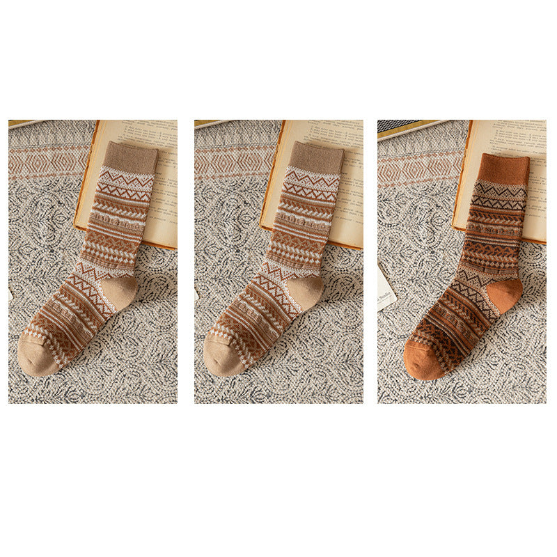 Women's Mid-calf Socks Retro Thickened Long Socks