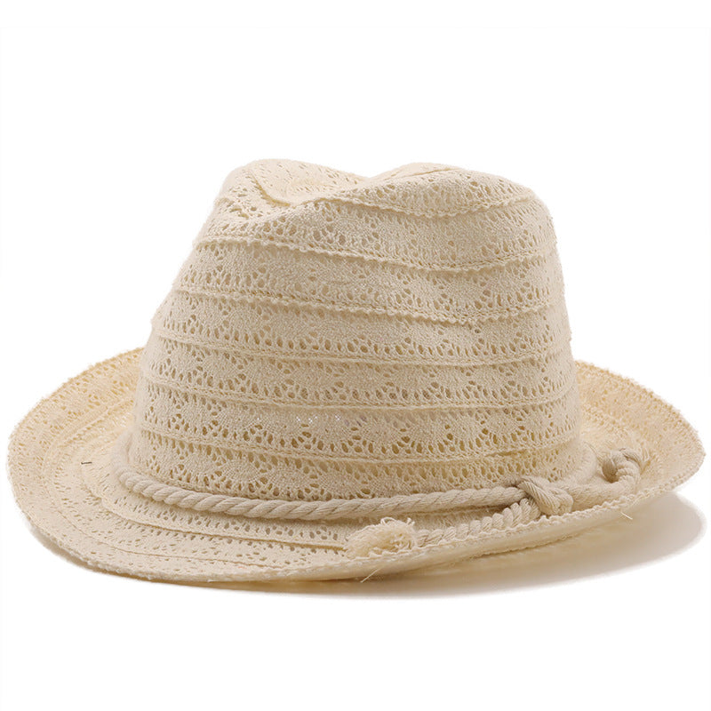 UV Protection Crochet Men's And Women's Top Hat Raffia Straw