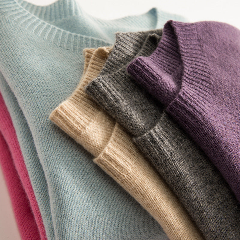 Women's Loose Slimming Round Neck Pure Wool Sweater