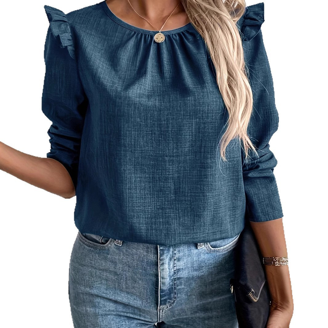 Long Sleeve Solid Color Back Single-breasted Fashion