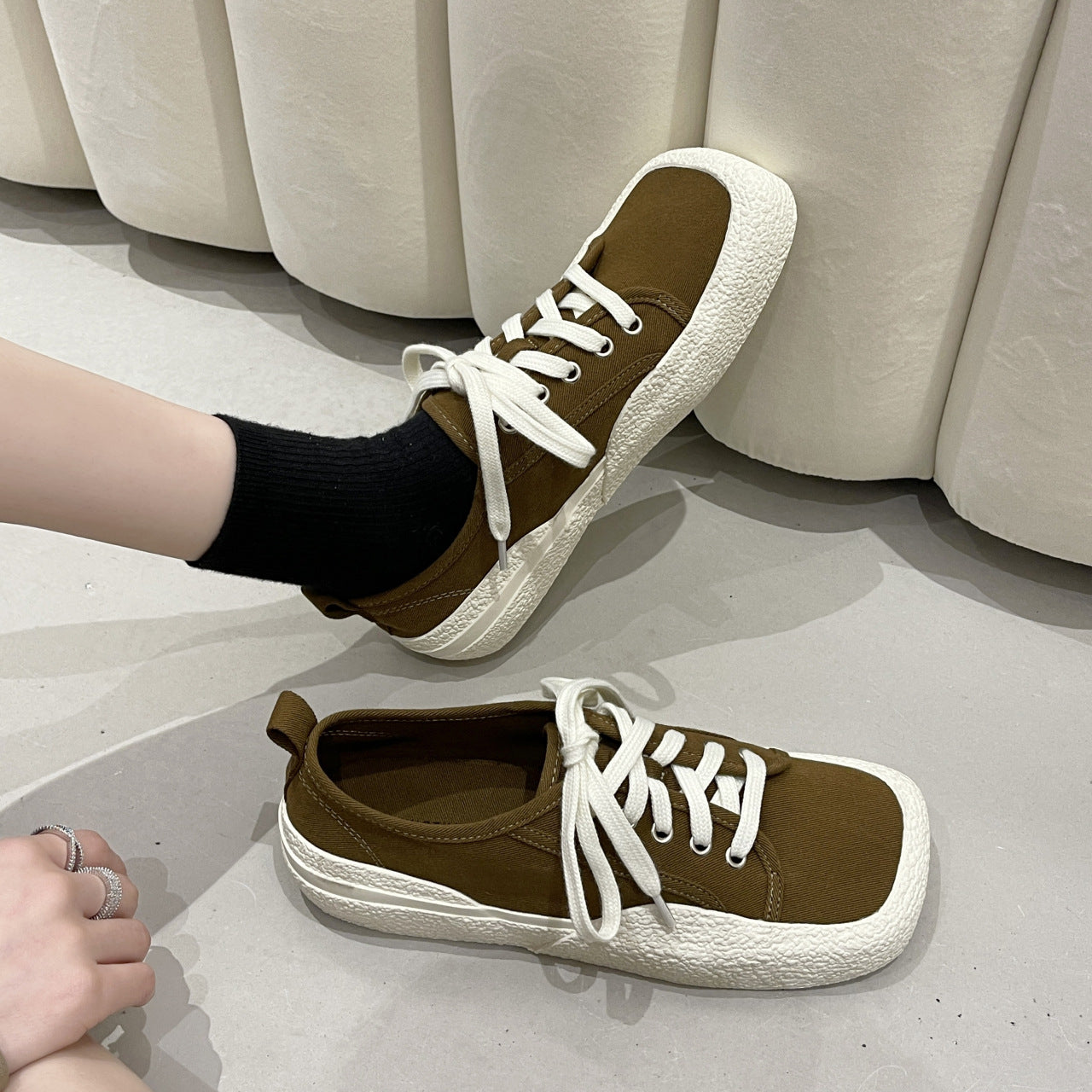 Women's Fashion Personality Lace Up Canvas Shoes