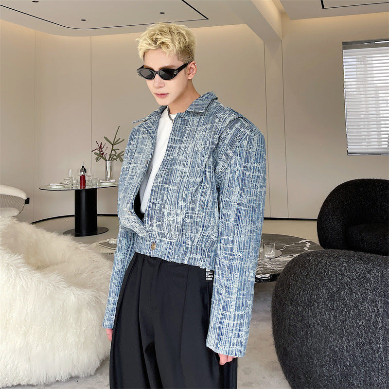 Men's High-waisted Loose Textured Jacket