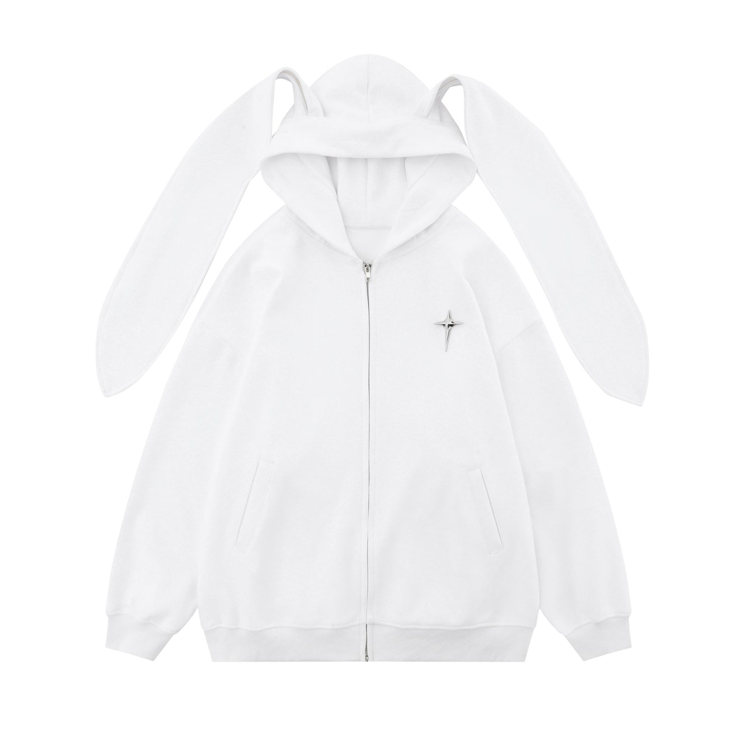Design Hooded Rabbit Ears Cardigan Woman Cotton Dress