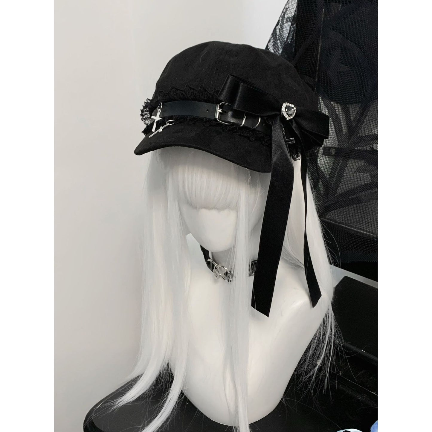 Women's Fashion Personality Love Heart Bow Tie Beret