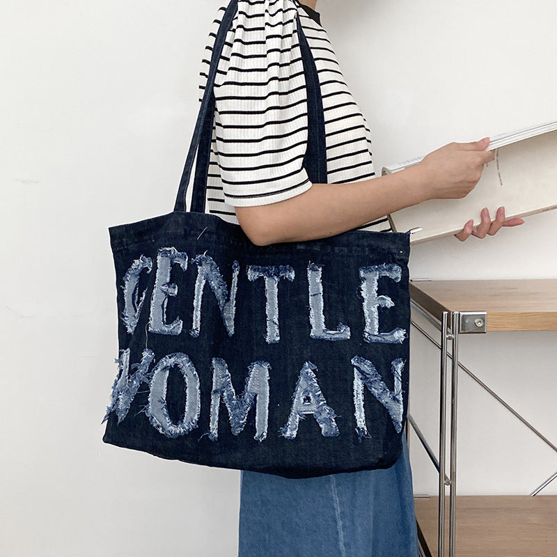 Large Capacity Art Leisure Tide Cool Everything One Shoulder Canvas Bag Female