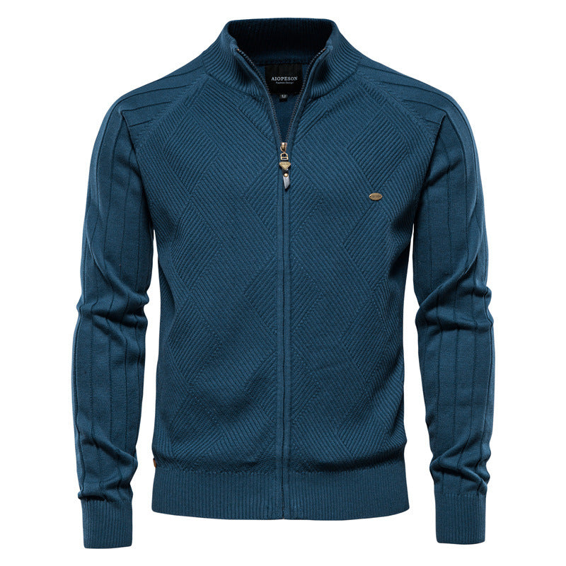 Autumn Cross-border Men's Cardigan New Men's Solid Color