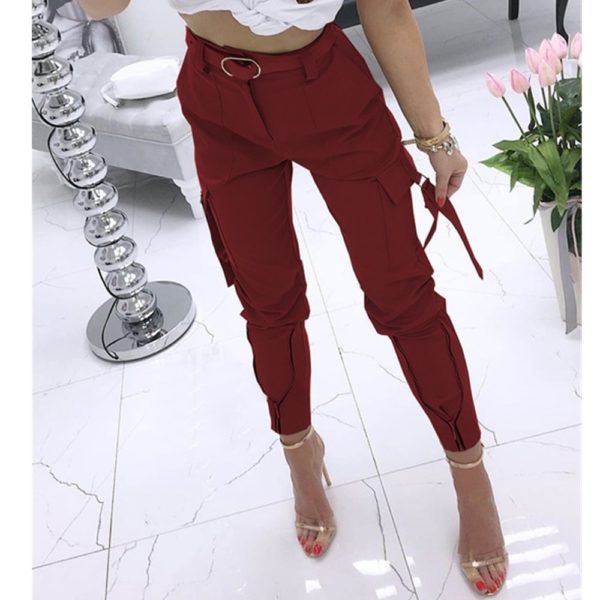 Cross-Border New Product Amazon Wish AliExpress Casual Pants Women's Trousers Solid Color Overalls And Cropped Trousers