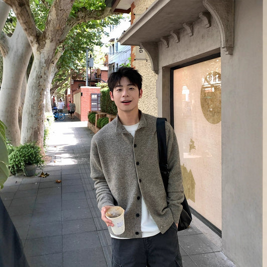 Mens Casual Halfcollar Buttonup Cardigan Sweater