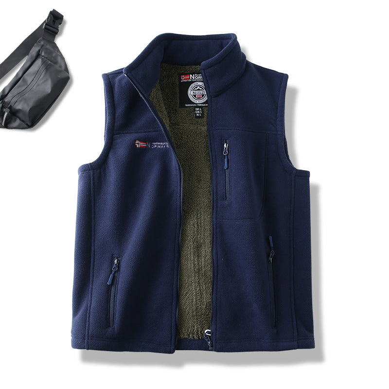 Thick Warm Men's Vest Stand Collar Polar Fleece Waistcoat