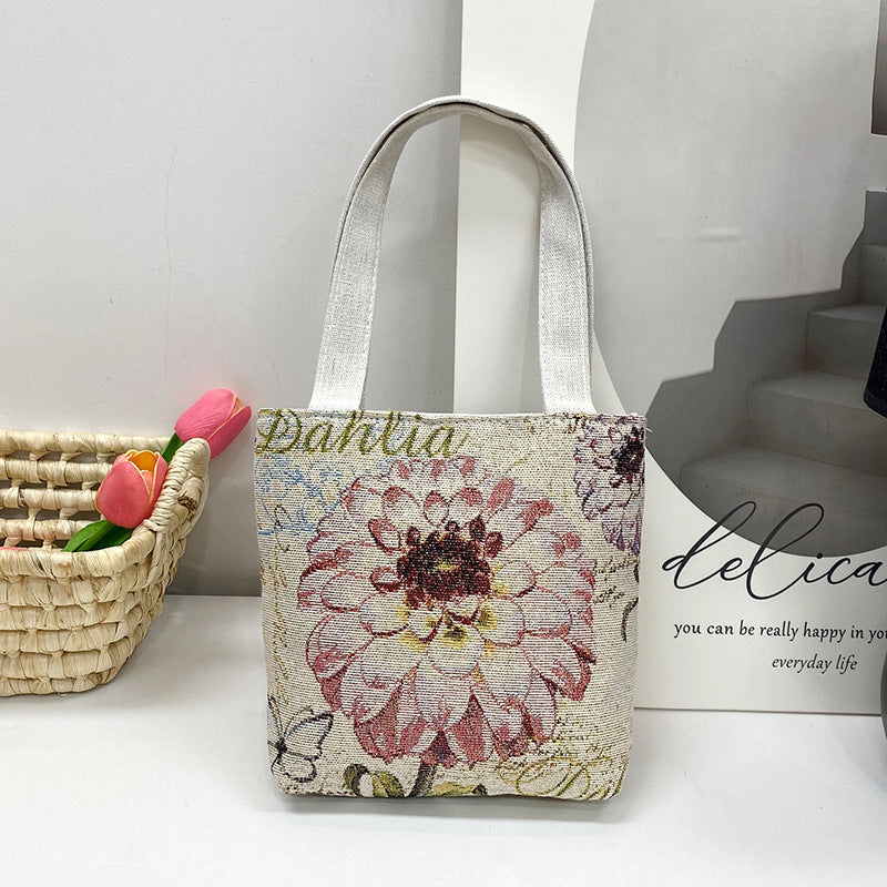 Gold Silk Double-sided Embroidered Small Square Bag Ethnic Style Leisure