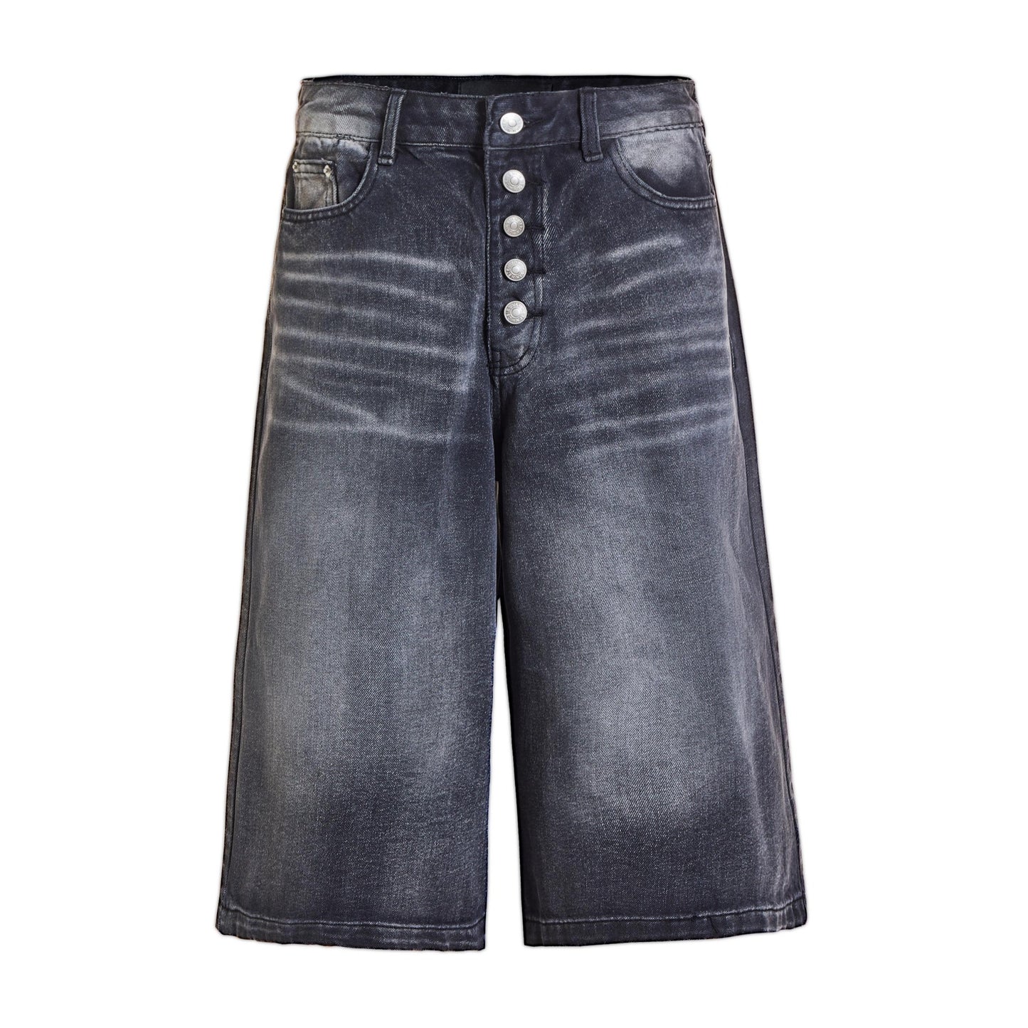 Amerikansk Retro Street Vasket Ben Hvid Kattehale Riflet Cropped Bukser