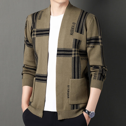 Men's Trendy Versatile Long-sleeve Knitted Sweater Coat