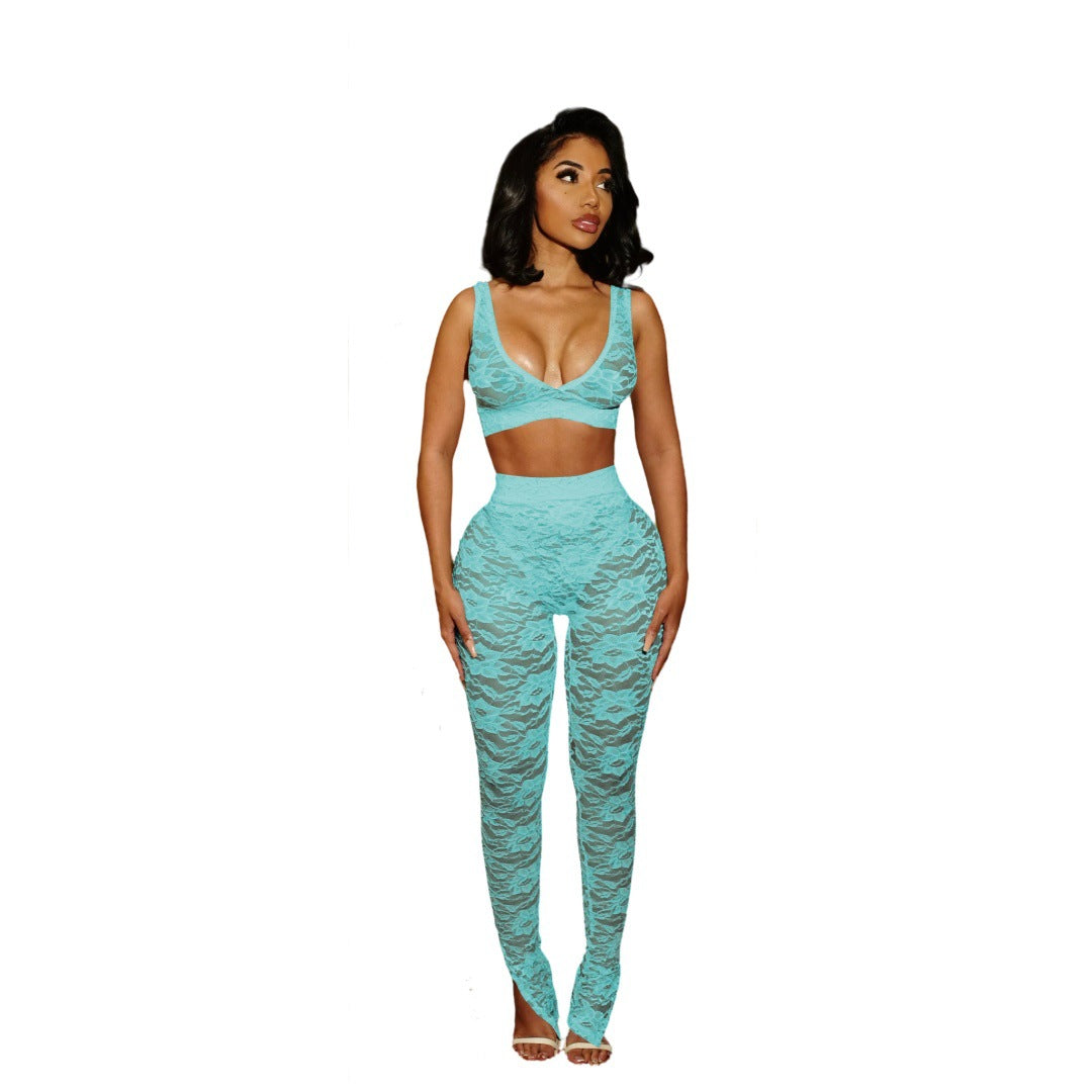European And American Womens Fashion Dobaan Lace Two-piece Set
