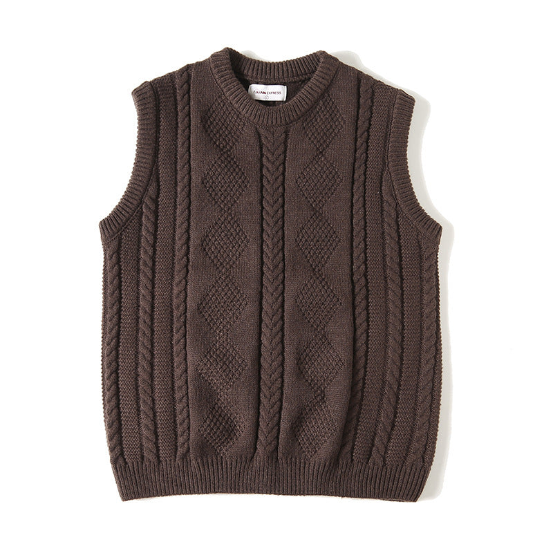 Jacquard Rundhalset Strikket Løs Tyk Cable-knit Sweater Vest Mode