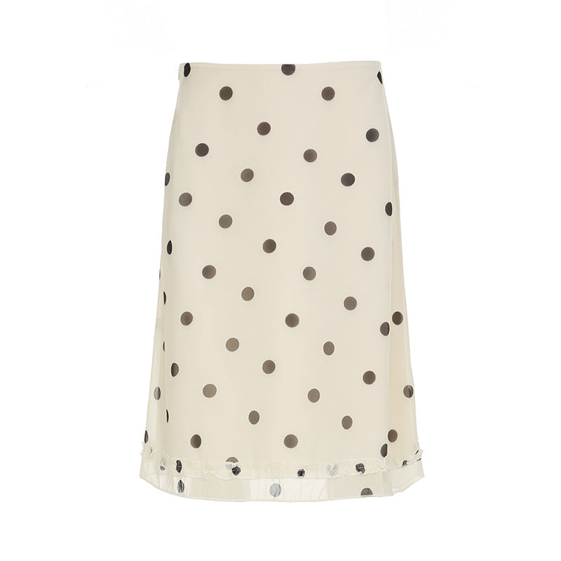 Women's Polka-Dot Double-Layer Mesh Skirt
