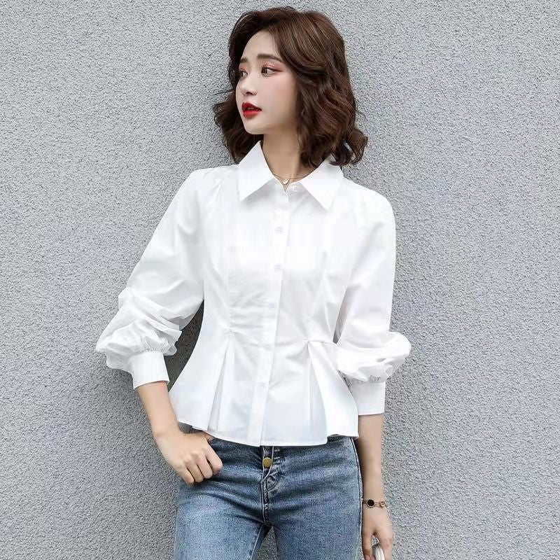 Women's Lapel Japanese-style Slim-fit Single-breasted Shirt