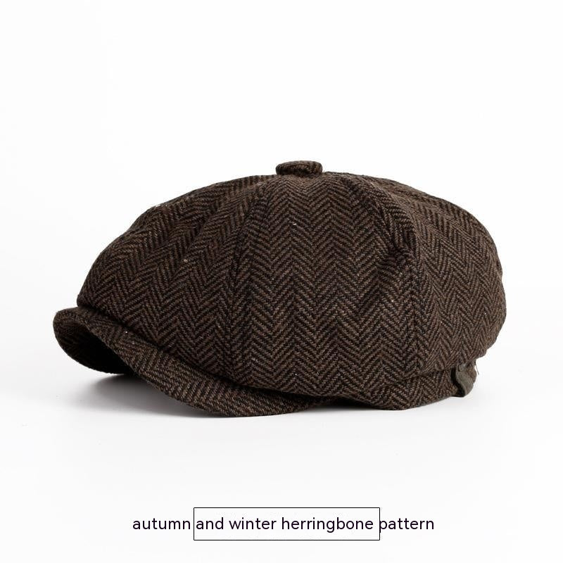 Vintage Spring And Autumn Leisure Wool British Octagonal Hat
